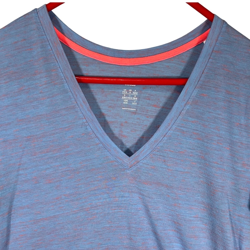 Adidas Womens‎ V-Neck Heathered Blue Coral Athletic T-Shirt Medium